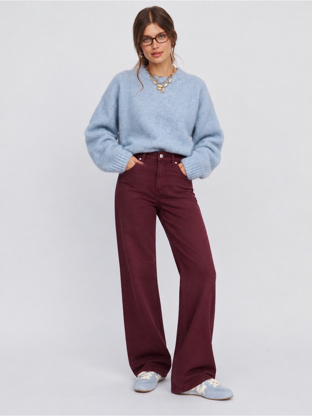 A Loves A Burgundy High Rise Wide Leg Jeans Denim Pants Sz 4 NWT